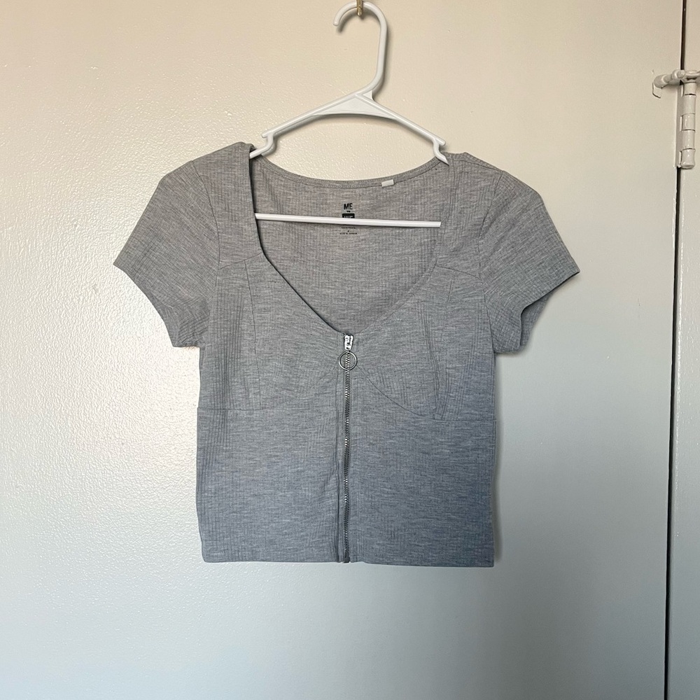 Pacsun Grey Zipper Crop Top